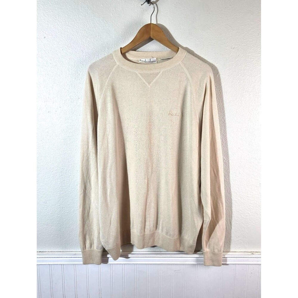 Vintage TSE Collection Cashmere Silk Sweater XL Cream Sinatra Embroidered Golf